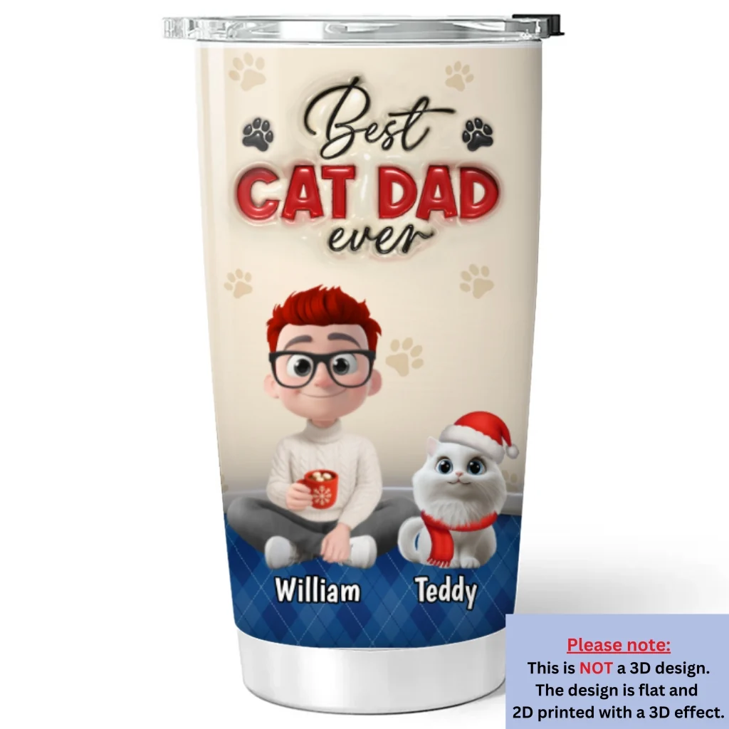 Best Handsome Cat Dad This Year - Personalized Custom 3D Inflated Effect Tumbler - Image 5