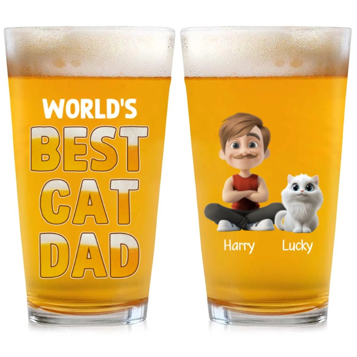 Best In The World Cat Ver - Personalized Custom Beer Glass - Image 6