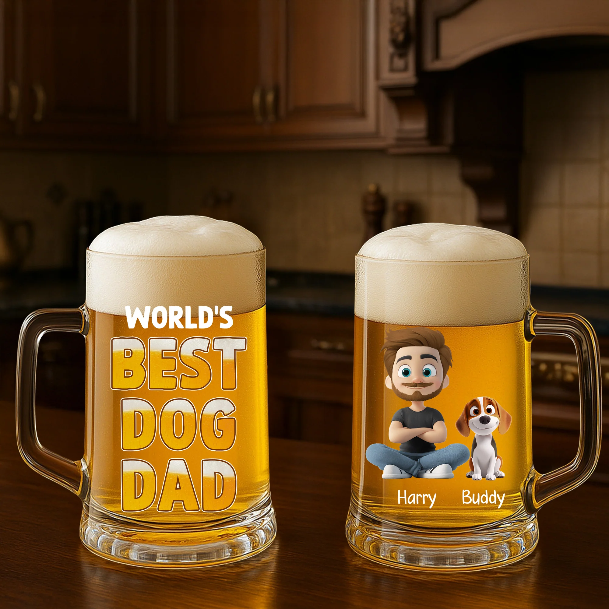 Best In The World - Personalized Custom Beer Glass With Handle - Image 3