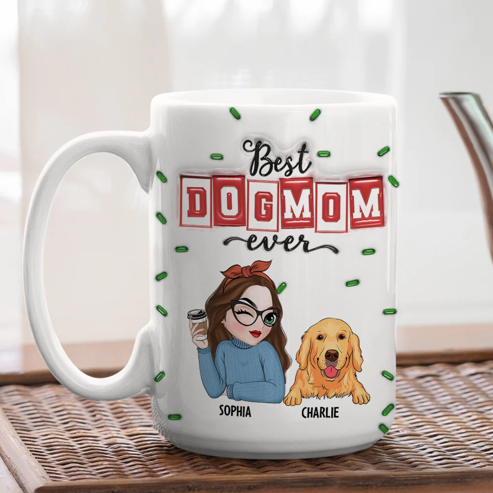 Best Lovely Dog Mom Ever - Personalized Custom 3D Inflated Effect Mug - Image 6