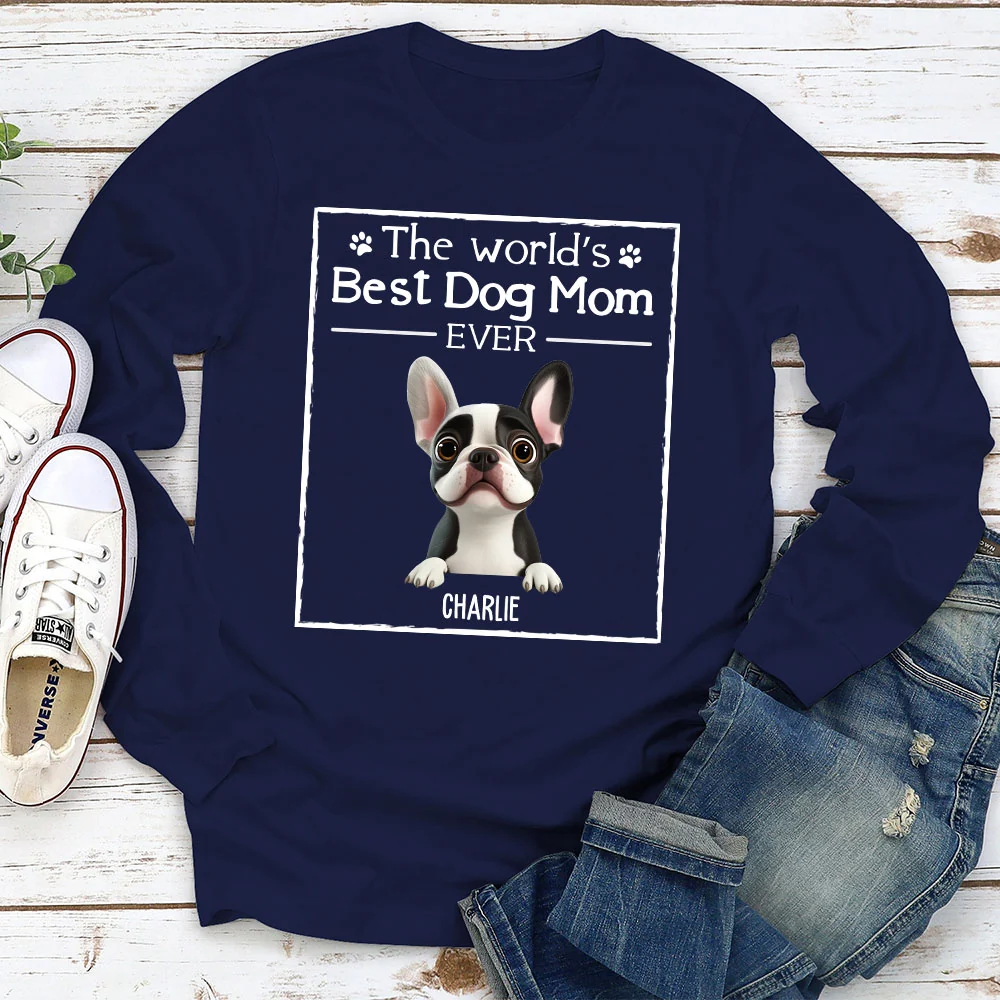 Best Lovely Dog Mom Ever - Personalized Custom Long Sleeve T-Shirt - Image 3