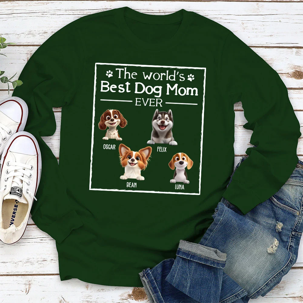 Best Lovely Dog Mom Ever - Personalized Custom Long Sleeve T-Shirt - Image 4