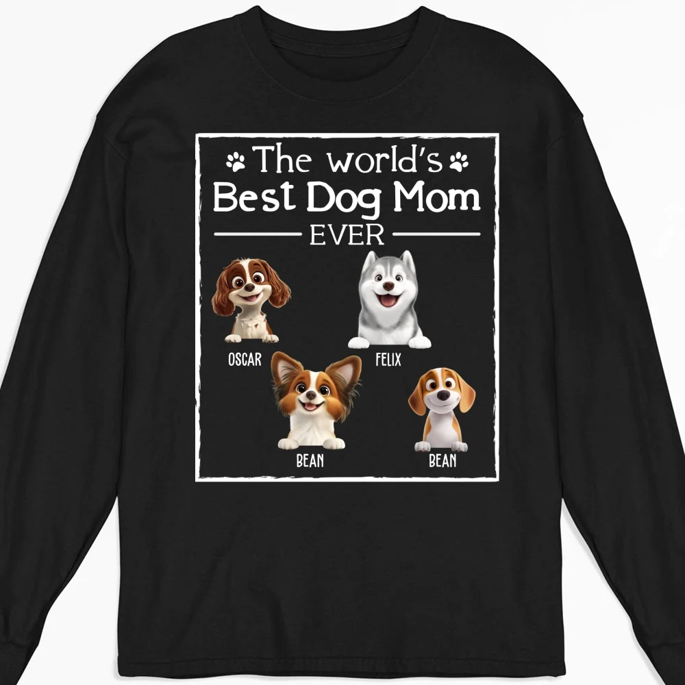 Best Lovely Dog Mom Ever - Personalized Custom Long Sleeve T-Shirt - Image 5