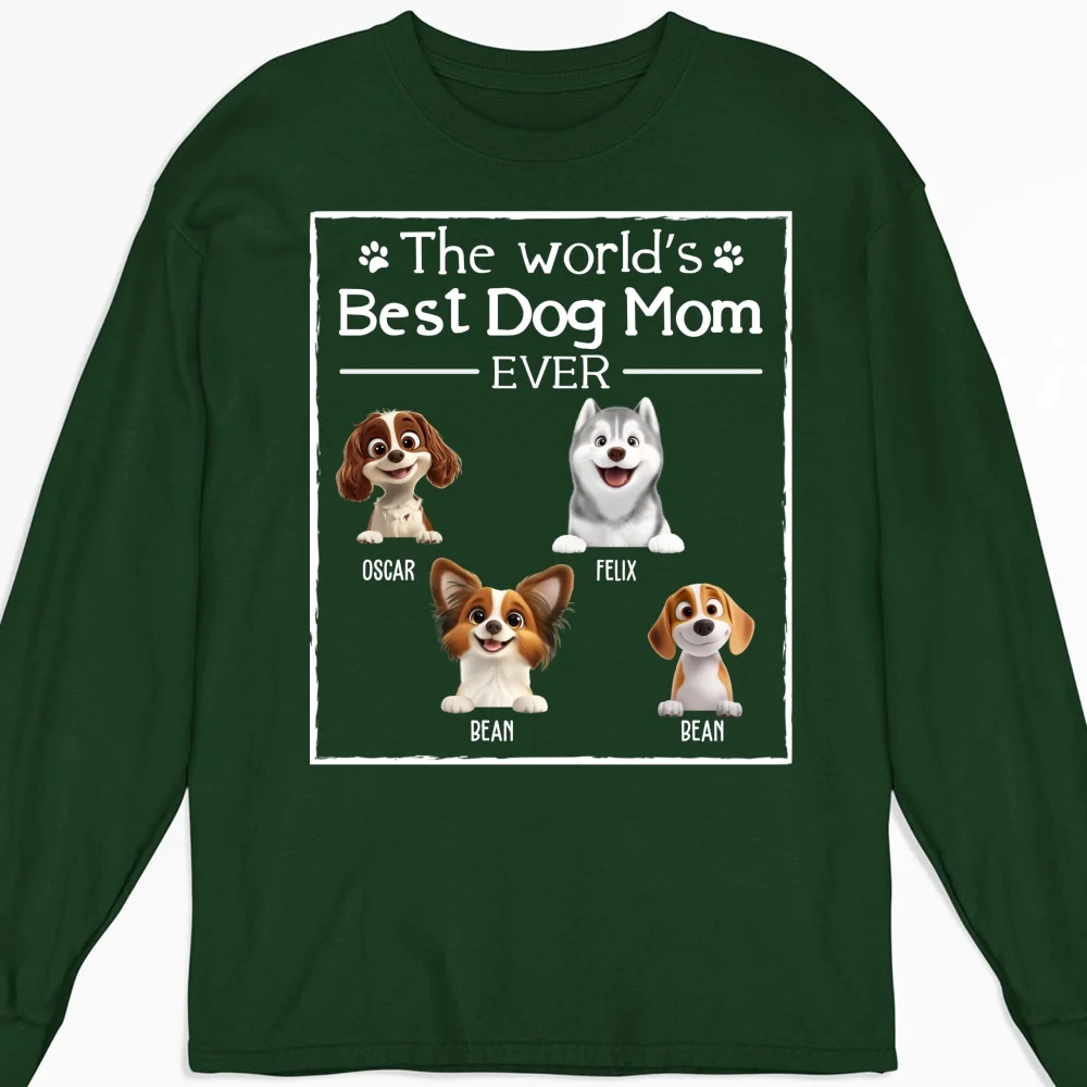 Best Lovely Dog Mom Ever - Personalized Custom Long Sleeve T-Shirt - Image 7