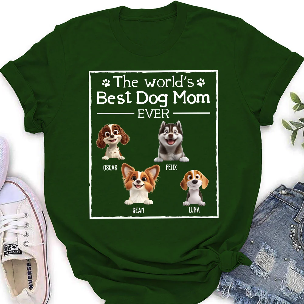 Best Lovely Dog Mom Ever - Personalized Custom Women's T-Shirt - Image 4