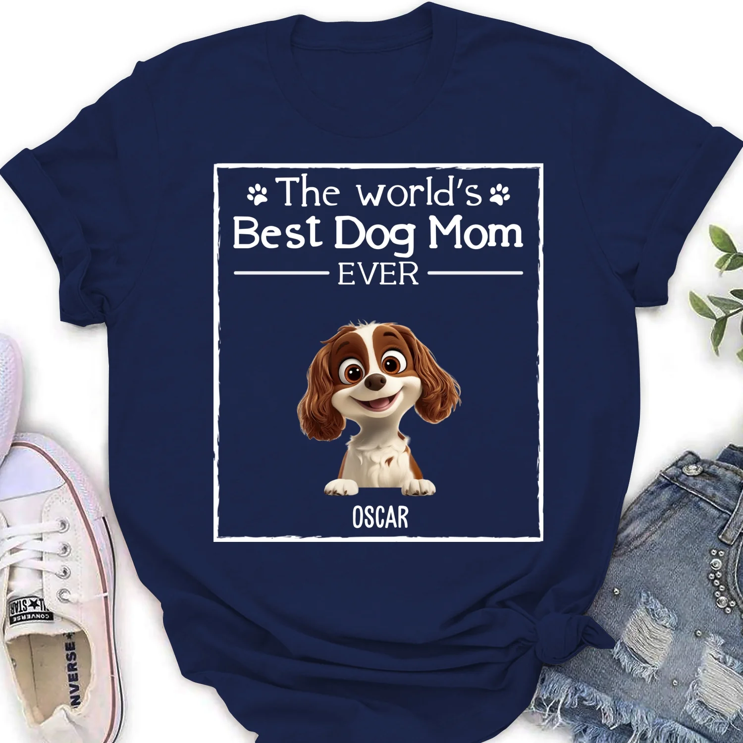Best Lovely Dog Mom Ever - Personalized Custom Women's T-Shirt - Image 7