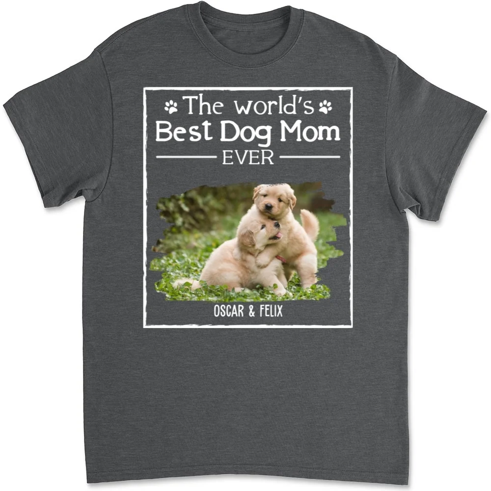 Best Lovely Dog Mom Ever Photo - Personalized Custom Unisex T-shirt - Image 10