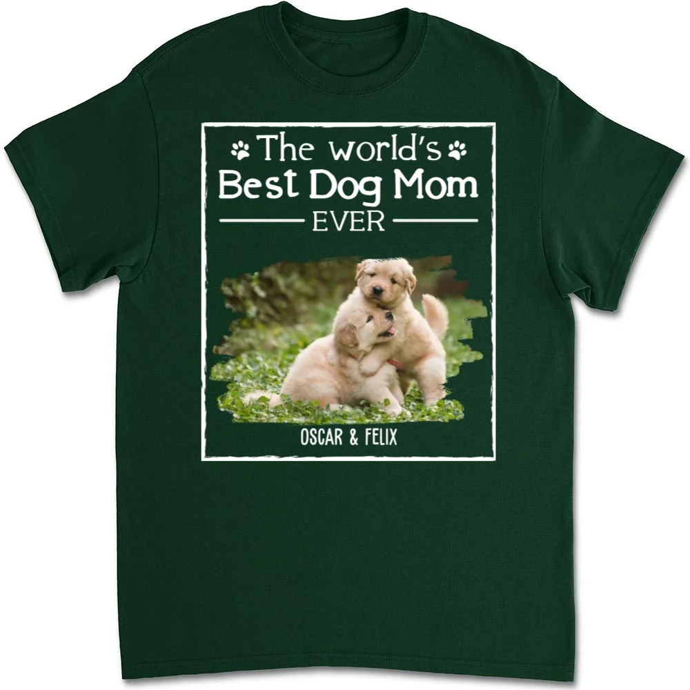 Best Lovely Dog Mom Ever Photo - Personalized Custom Unisex T-shirt - Image 8