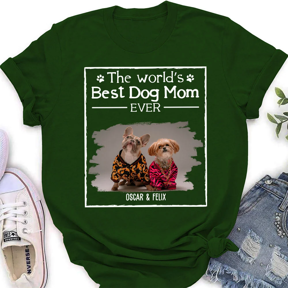 Best Lovely Dog Mom Ever Photo - Personalized Custom Women's T-Shirt - Image 5