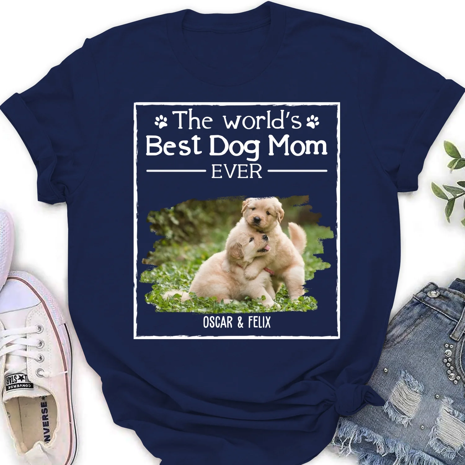 Best Lovely Dog Mom Ever Photo - Personalized Custom Women's T-Shirt - Image 7