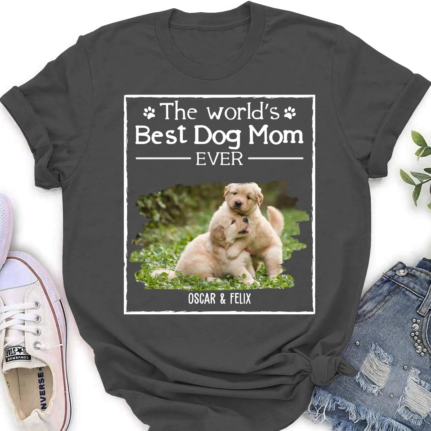 Best Lovely Dog Mom Ever Photo - Personalized Custom Women's T-Shirt - Image 9