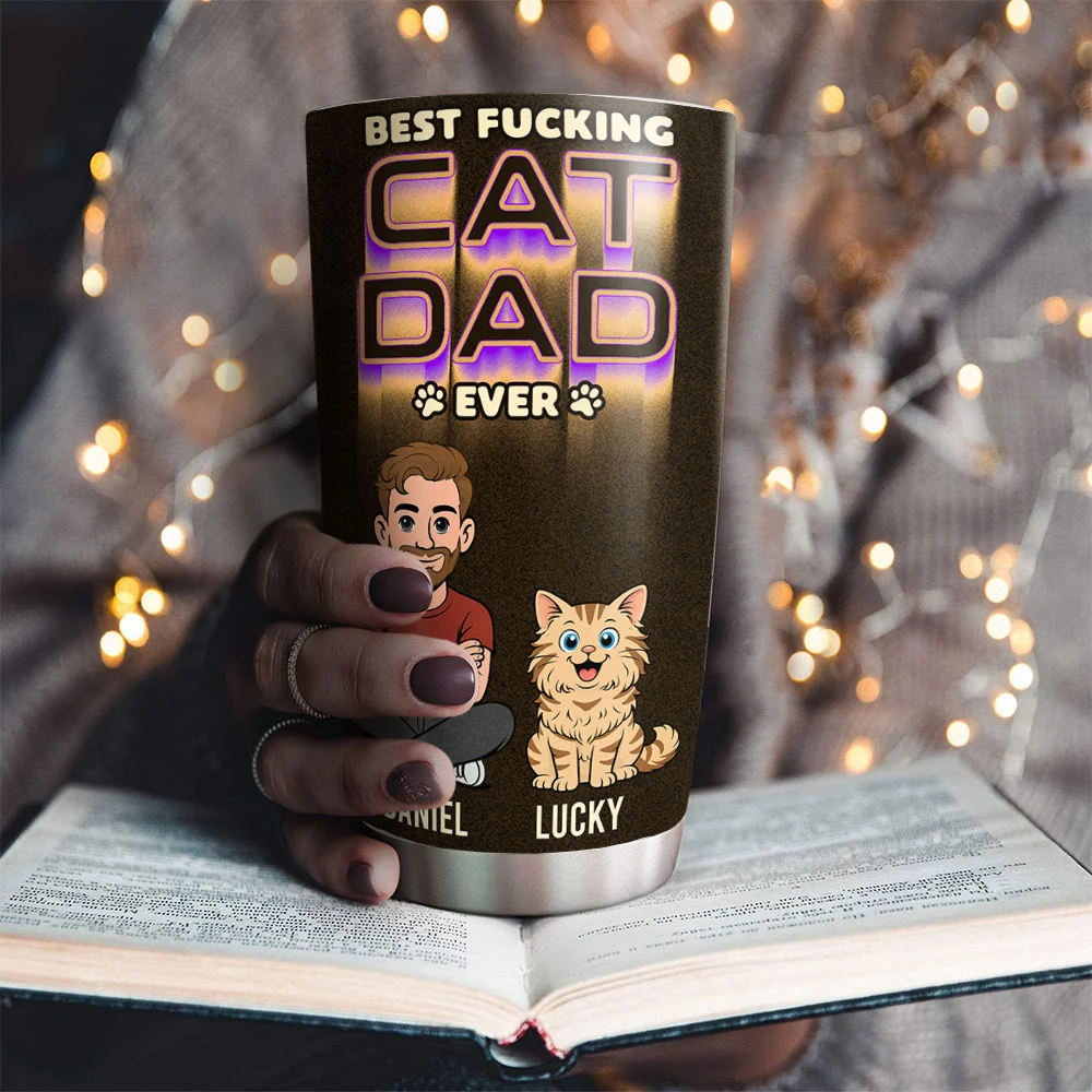 Best Meowing Dad - Personalized Custom Tumbler - Image 4
