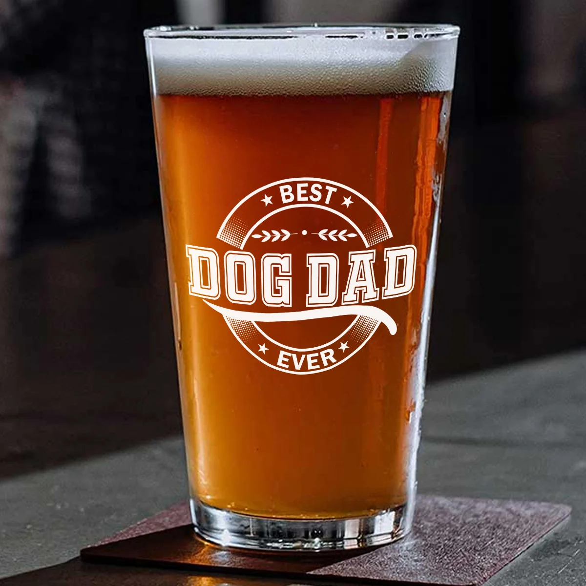 Best Mom Dad Logo - Personalized Custom Beer Glass - Image 2