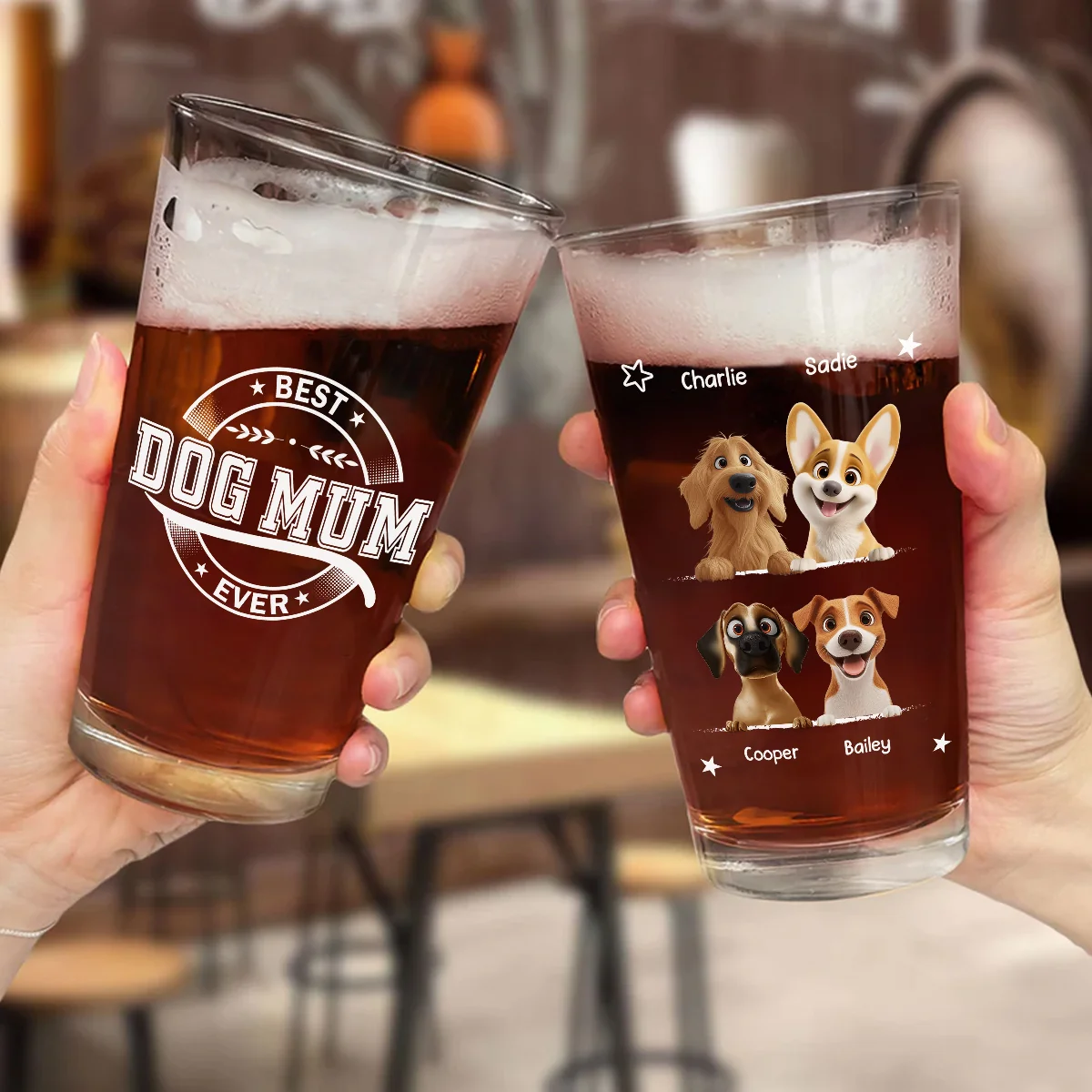Best Mom Dad Logo - Personalized Custom Beer Glass - Image 5
