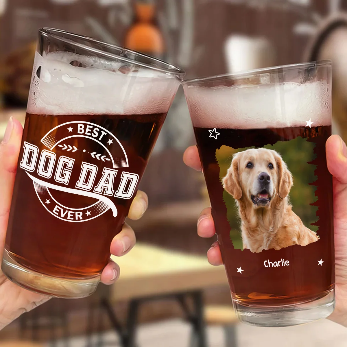 Best Mom Dad Logo Photo - Personalized Custom Beer Glass