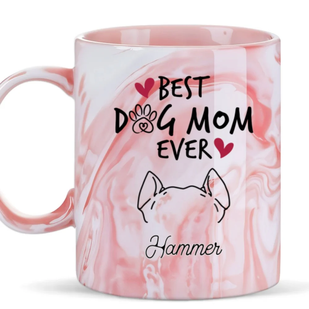 Best Mom - Personalized Custom Pink Marble Mug - Image 5