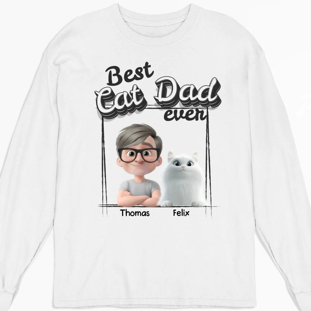 Best Of The Best Cat Mom - Personalized Custom Long Sleeve T-Shirt - Image 4