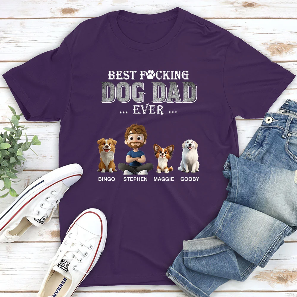 Best Of The Best Dog Dad - Personalized Custom Unisex T-Shirt - Image 3