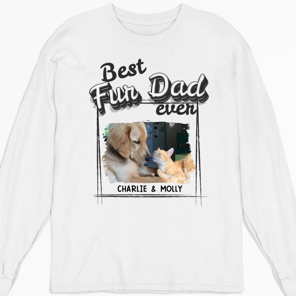 Best Of The Best Fur Mom Photo - Personalized Custom Long Sleeve T-Shirt - Image 4