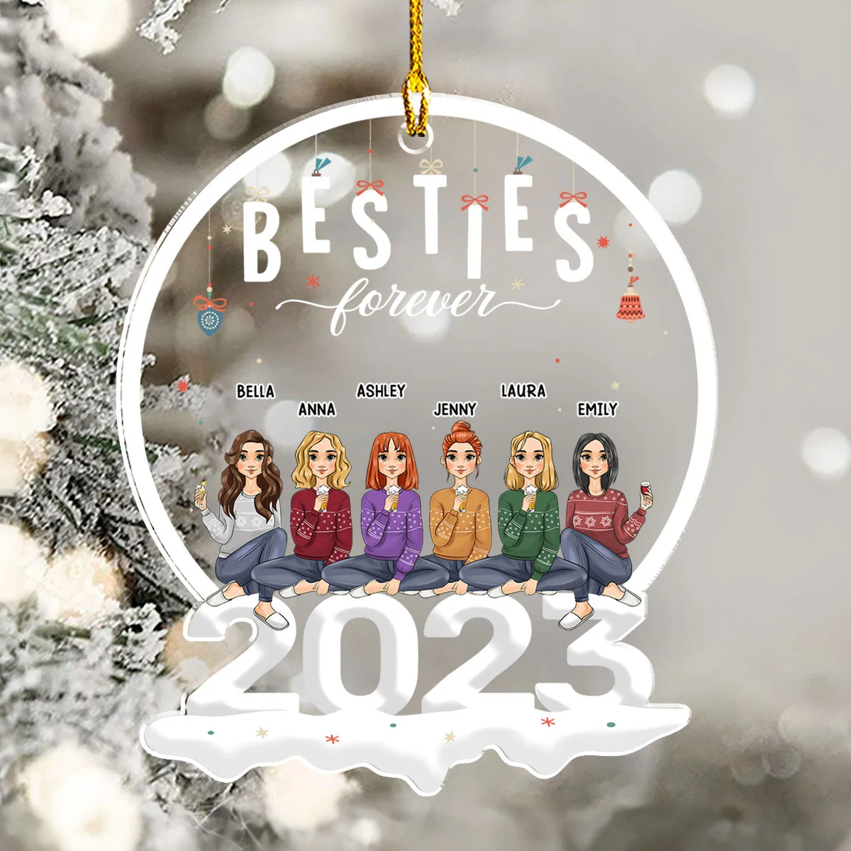 Besties 2023 - Personalized Custom Acrylic Ornament - Image 4