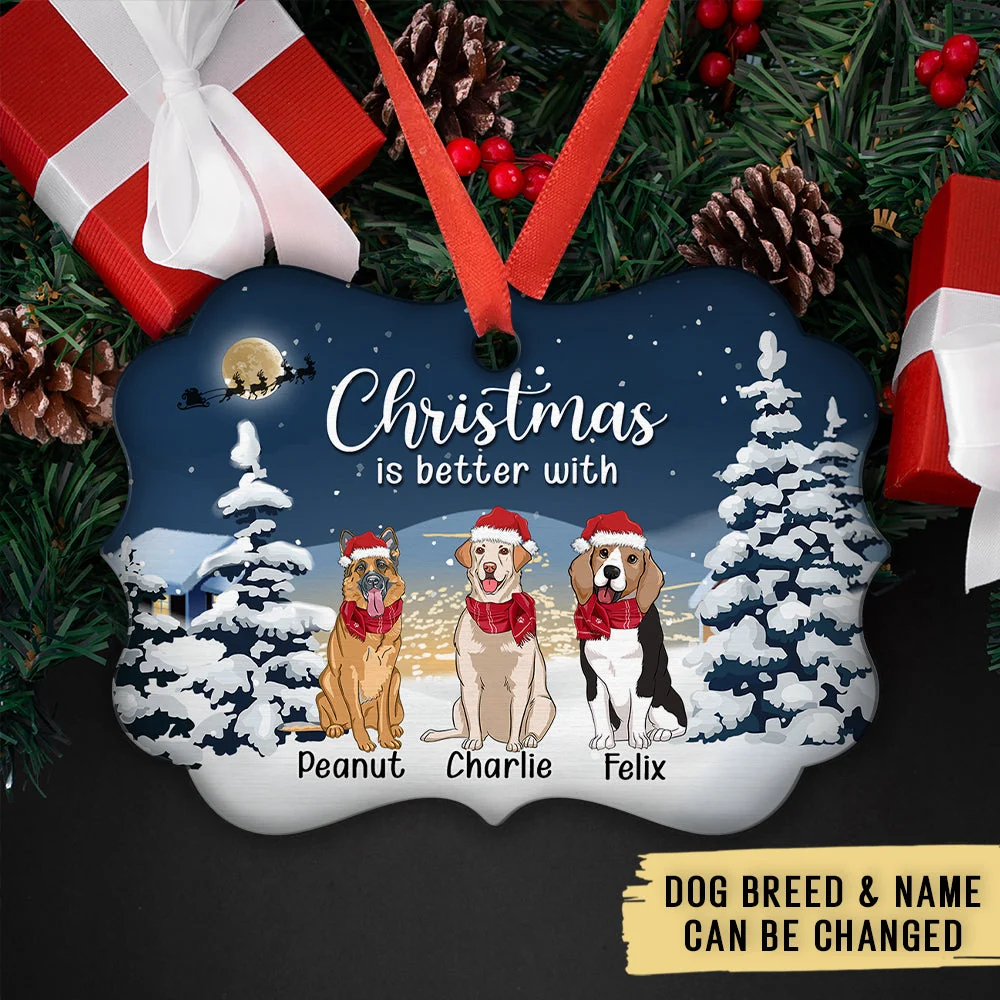 Better Christmas With Dog - Personalized Custom Aluminum Ornament - Image 4