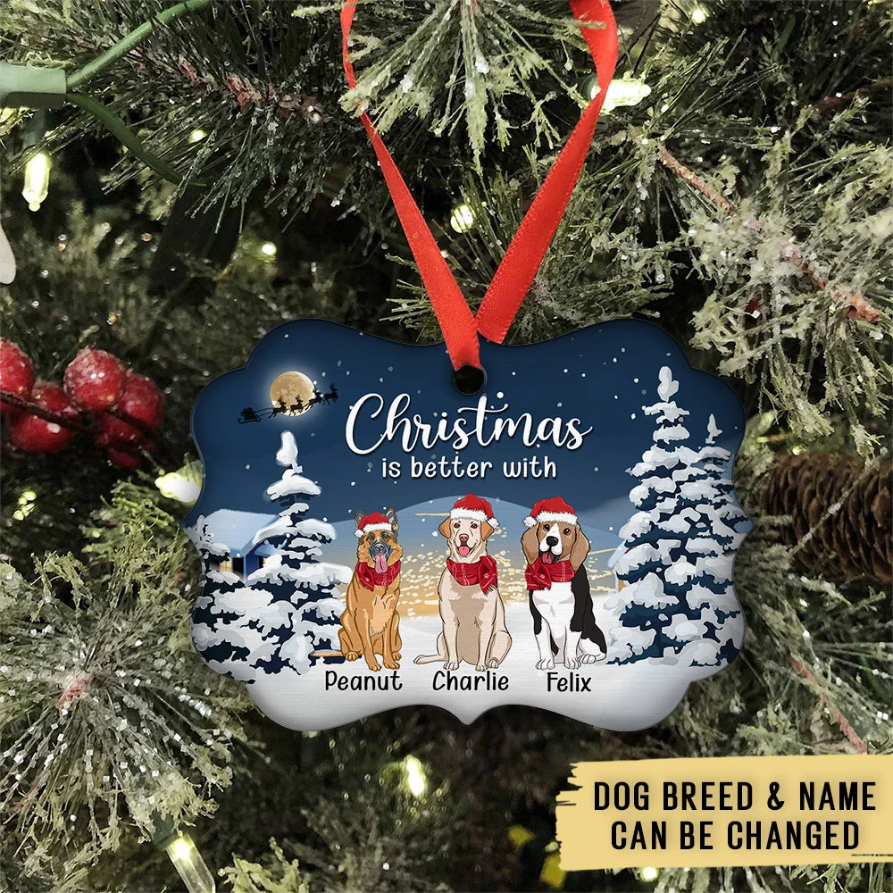 Better Christmas With Dog - Personalized Custom Aluminum Ornament - Image 5