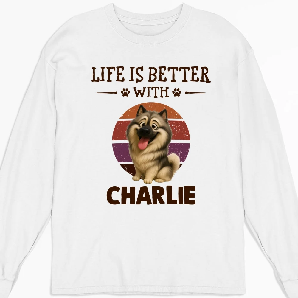Better Life With My Dog Cartoon - Personalized Custom Long Sleeve T-shirt - Image 4