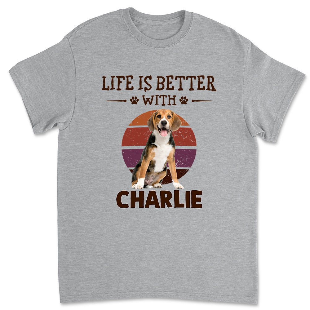 Better Life With My Dog Cartoon Photo - Personalized Custom Unisex T-Shirt