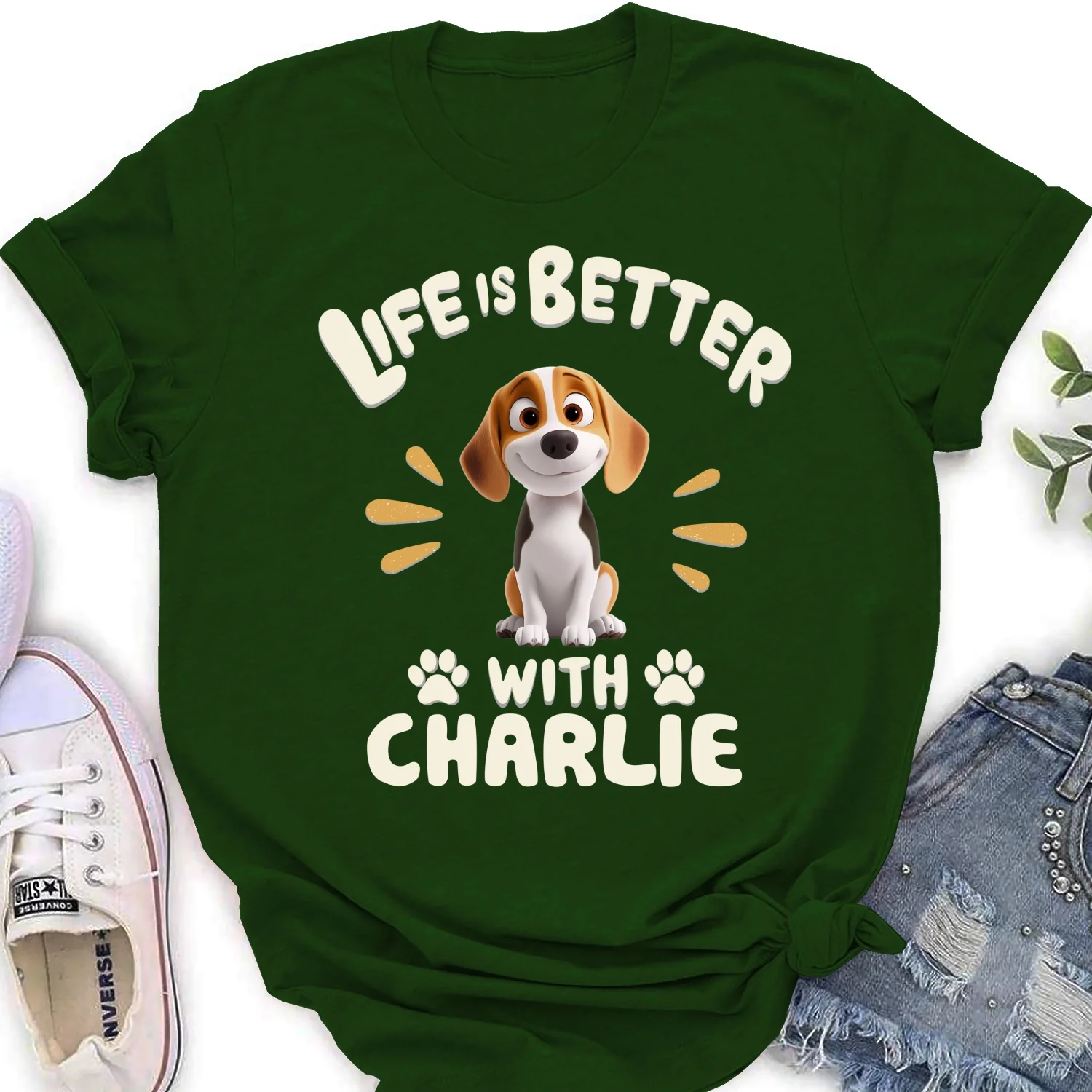 Better Life With My Dog Version 2 - Personalized Custom Women's T-Shirt - Image 8