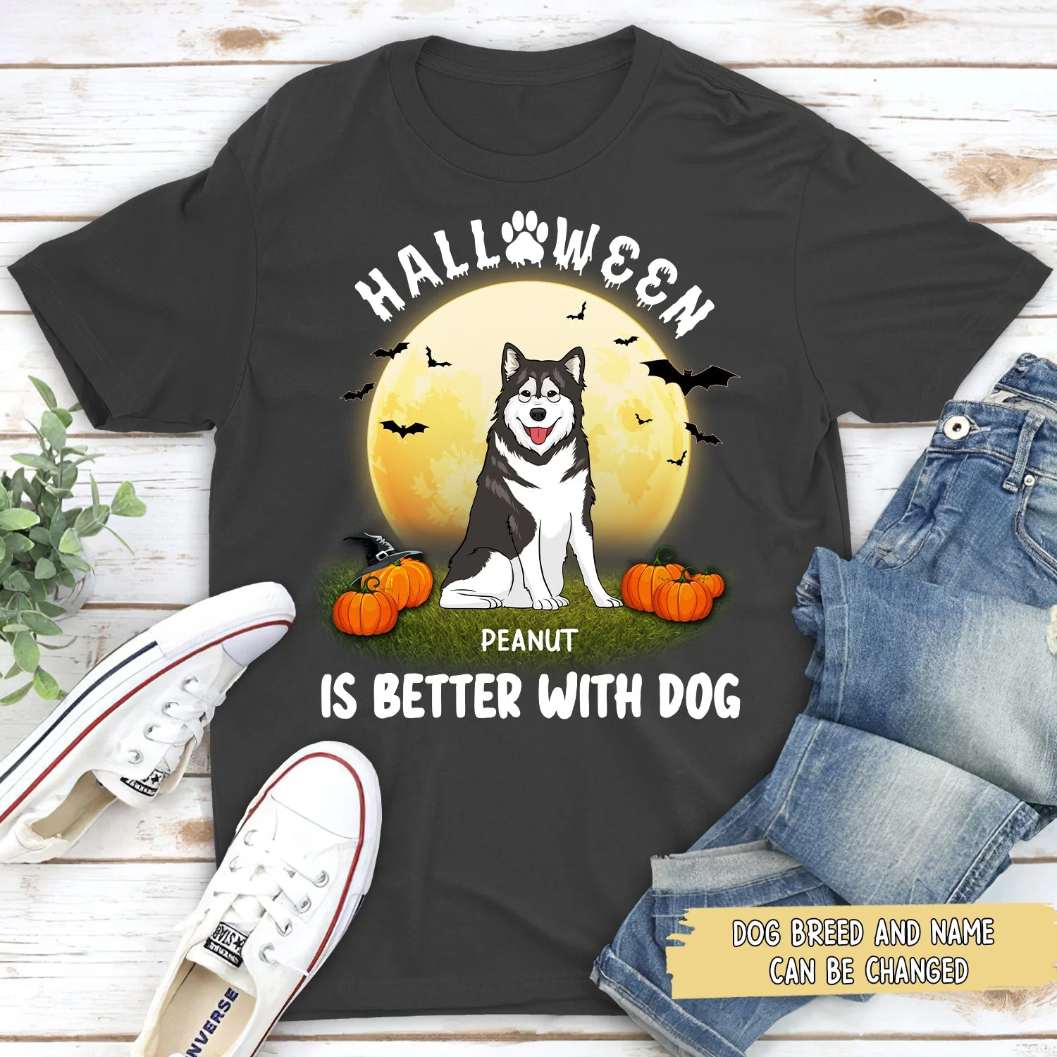 Better With Dog Halloween - Personalized Custom Unisex T-shirt - Image 3