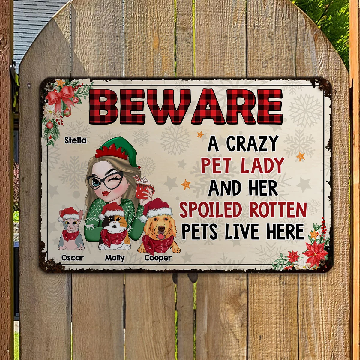 Beware A Crazy Pet Lady - Personalized Custom Metal Sign - Image 4