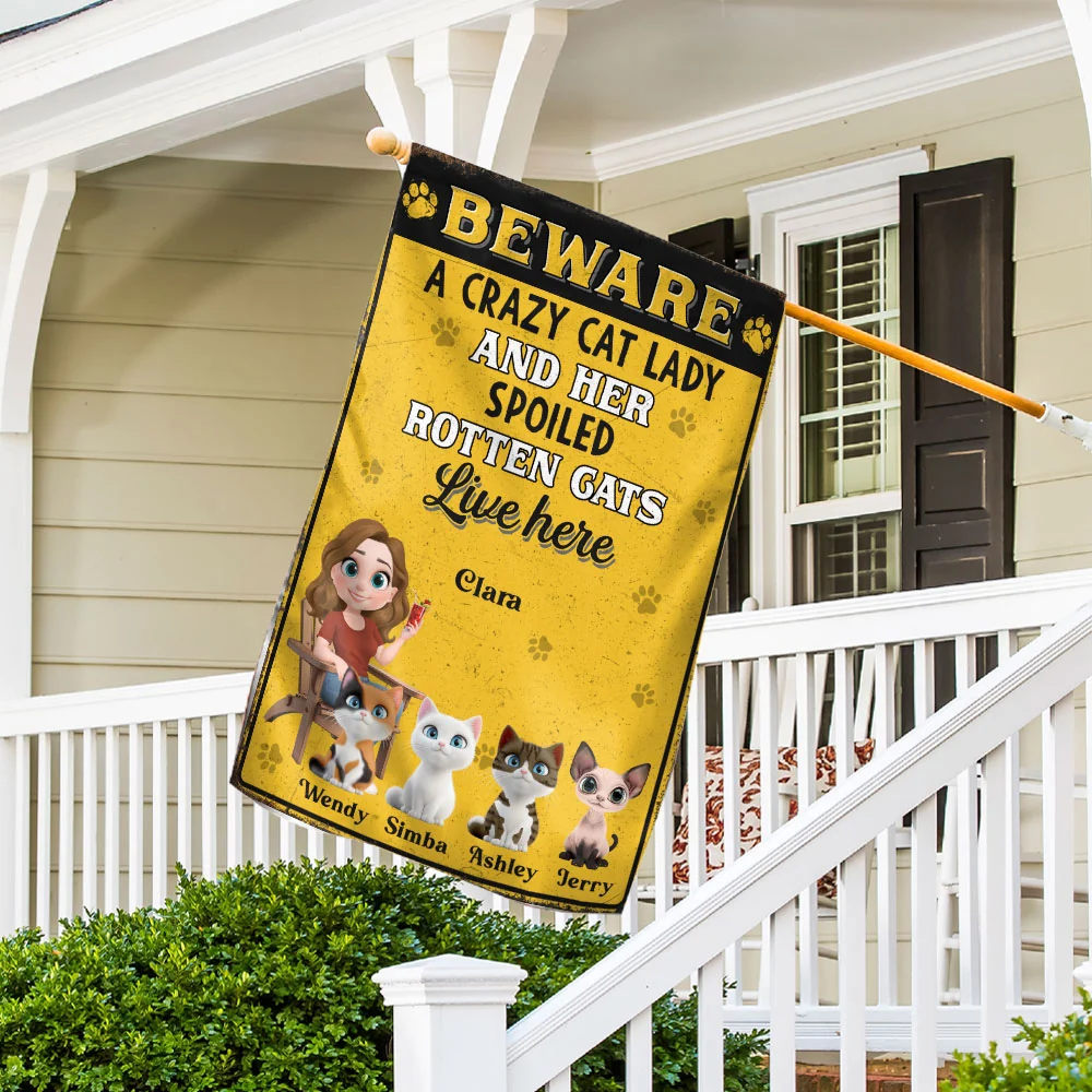 Beware Cat Version - Personalized Custom Flag - Image 2