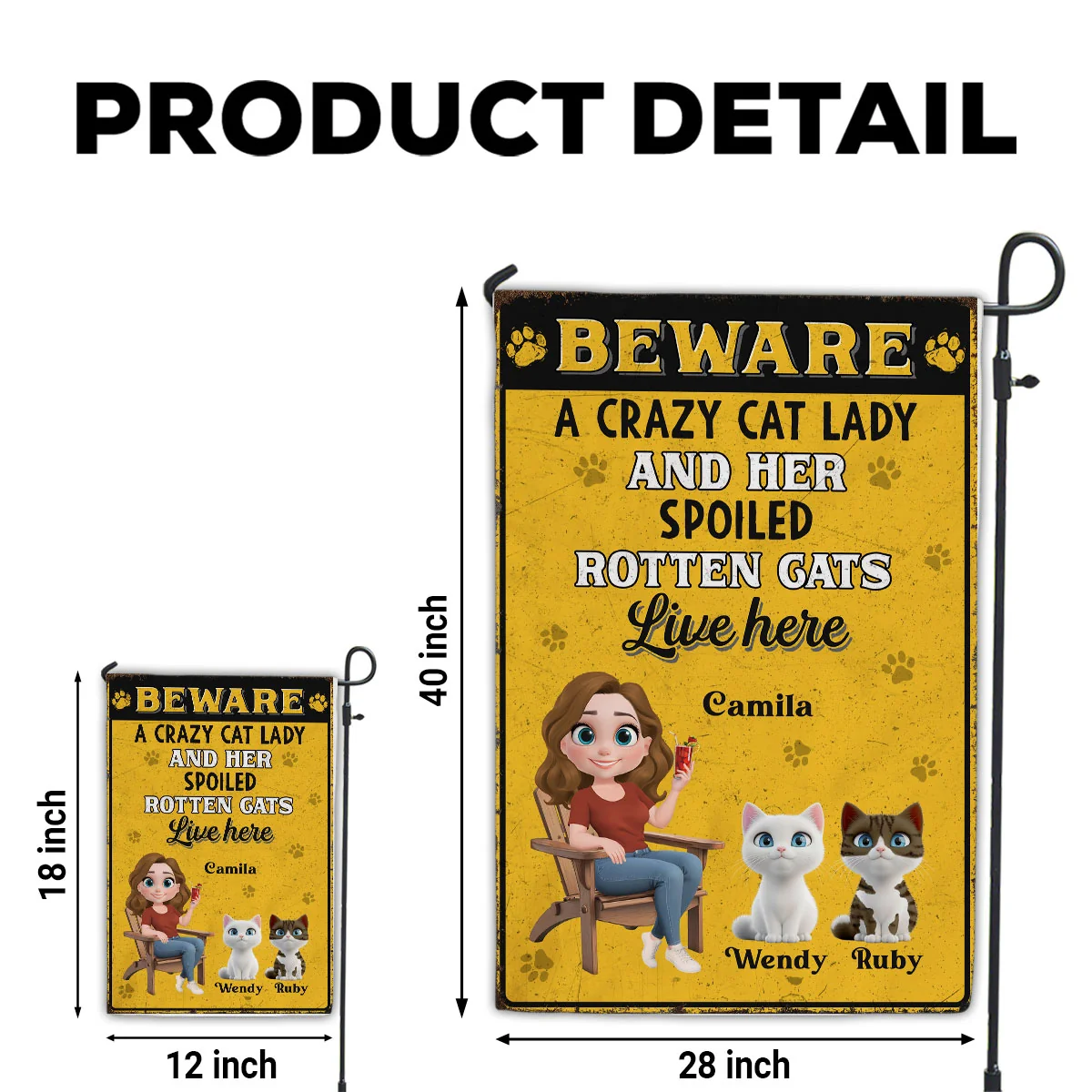 Beware Cat Version - Personalized Custom Flag - Image 5