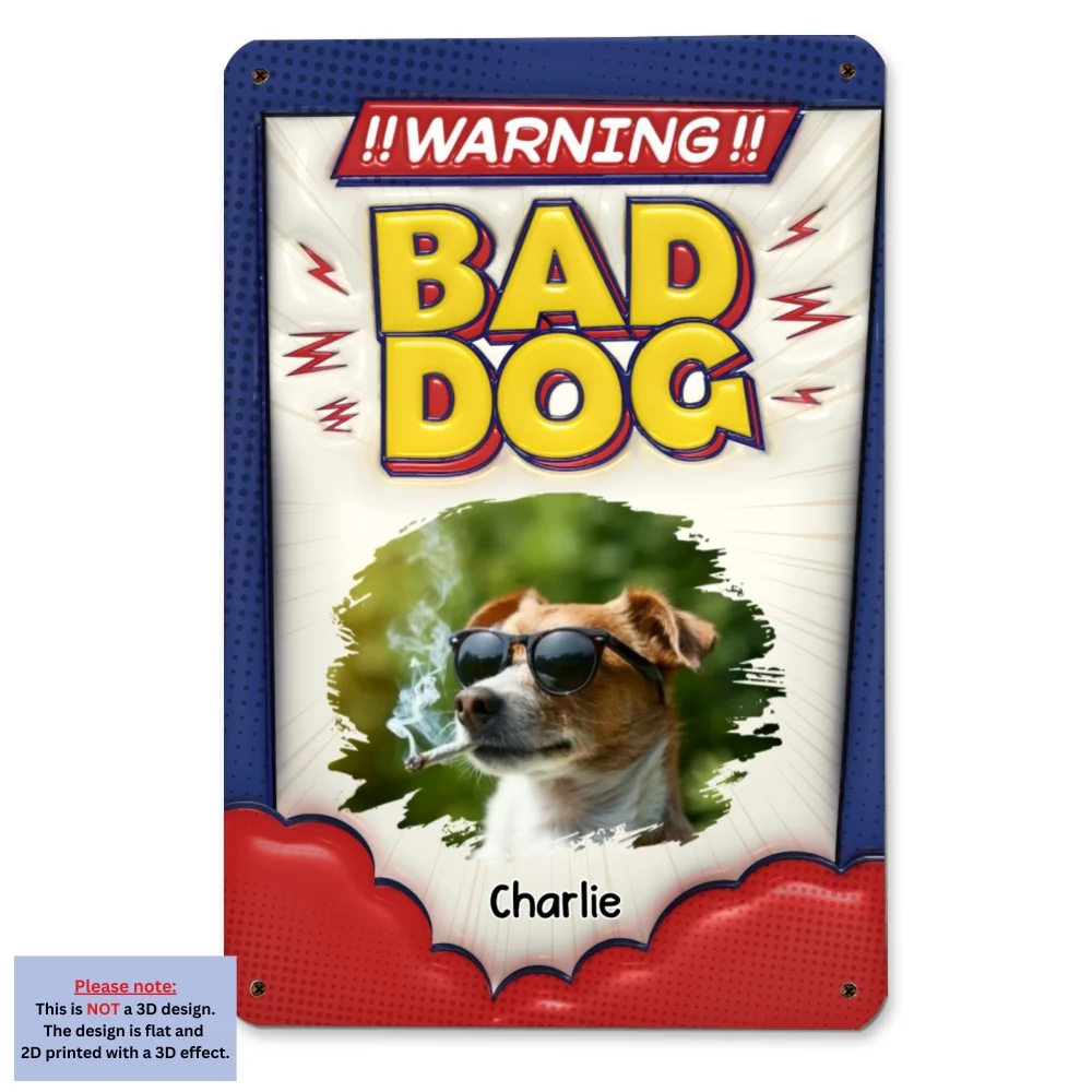 Beware Of The Dog Photo - Personalized Custom 3D Inflated Effect Metal Sign - Image 4