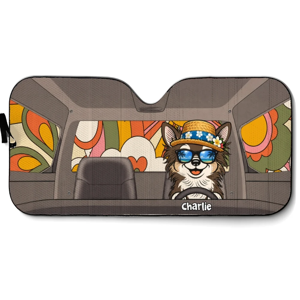 Blooming With Dogs - Personalized Custom Car Sunshade - Image 6