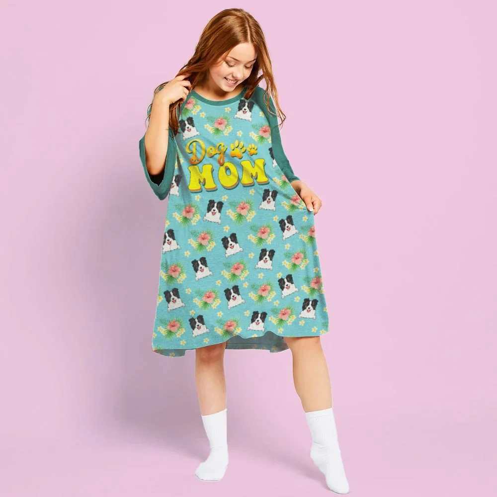 Blue Tropical - Personalized Custom 3/4 Sleeve Dress - Image 2