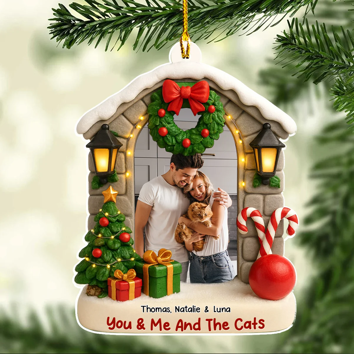 Bond Of Cat Love Photo - Personalized Custom 3D Effect Acrylic Ornament - Image 2