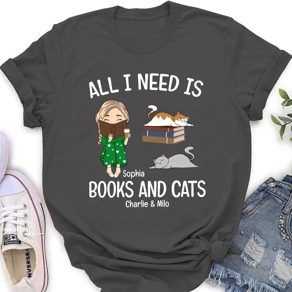 Books And Cats - Personalized Custom Personalized Custom Women's T-Shirt - Image 3