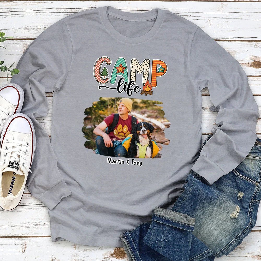 Camp Life Photo - Personalized Custom Long Sleeve T-Shirt - Image 2