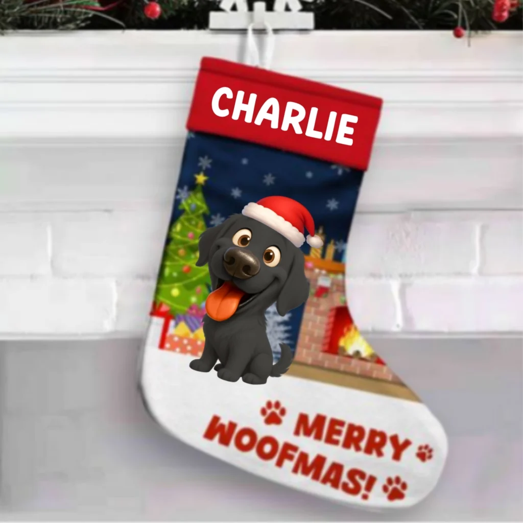 Cartoon Dog Christmas - Personalized Custom Christmas Stocking - Image 6