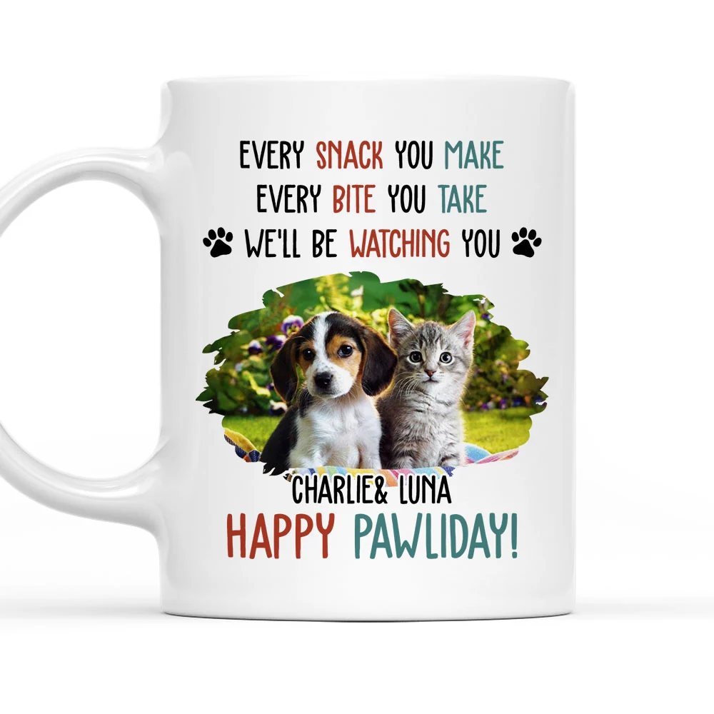 Cartoon Pet Pawliday Photo - Personalized Custom Coffee Mug