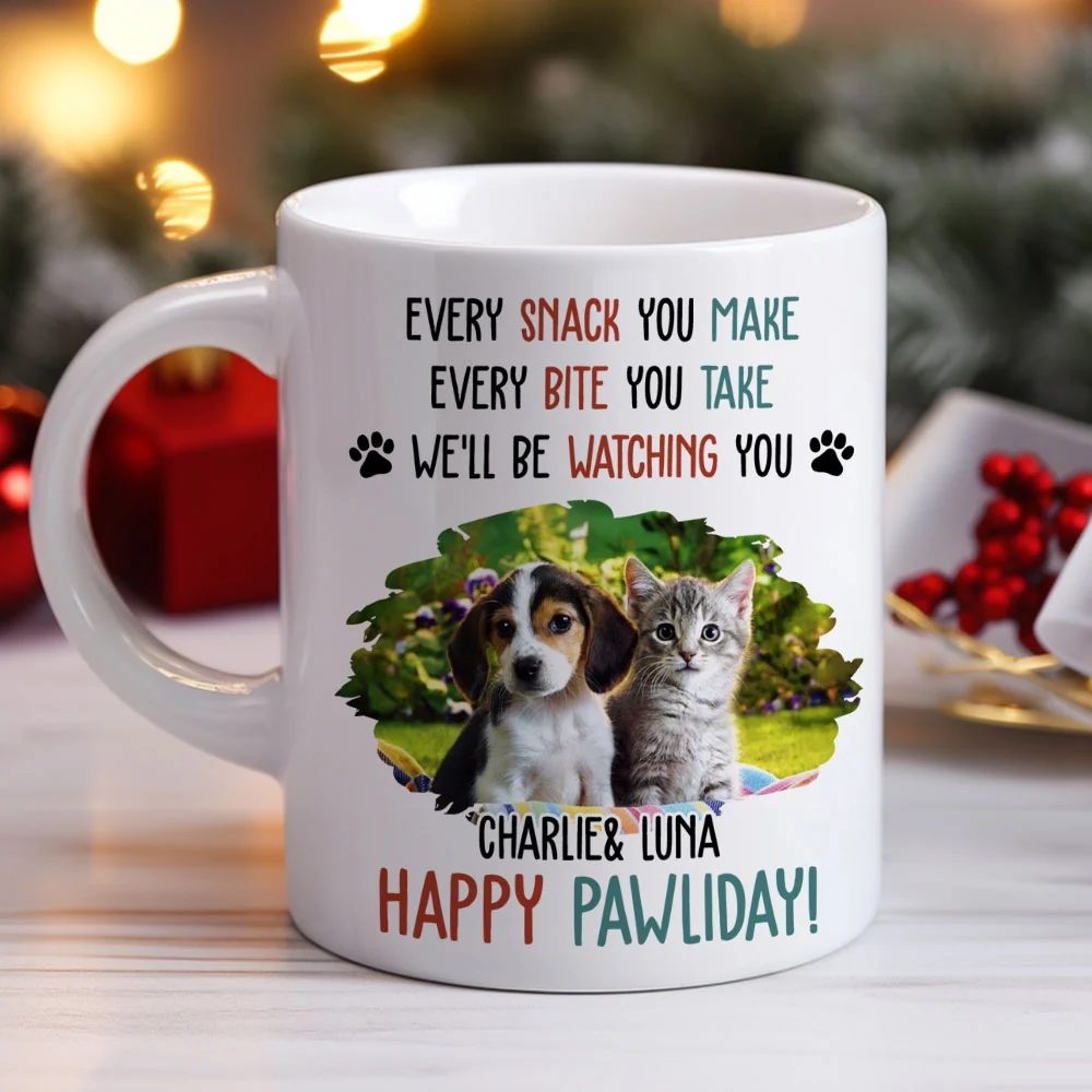 Cartoon Pet Pawliday Photo - Personalized Custom Coffee Mug - Image 3