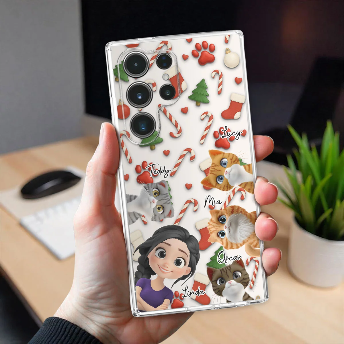 Cat And Human Cartoon Ver 2 - Personalized Custom Phone Case - Image 4