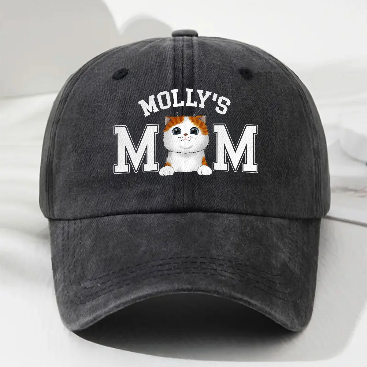 Cat Dad Mom Basic - Personalized Custom Vintage Washed Denim Cap