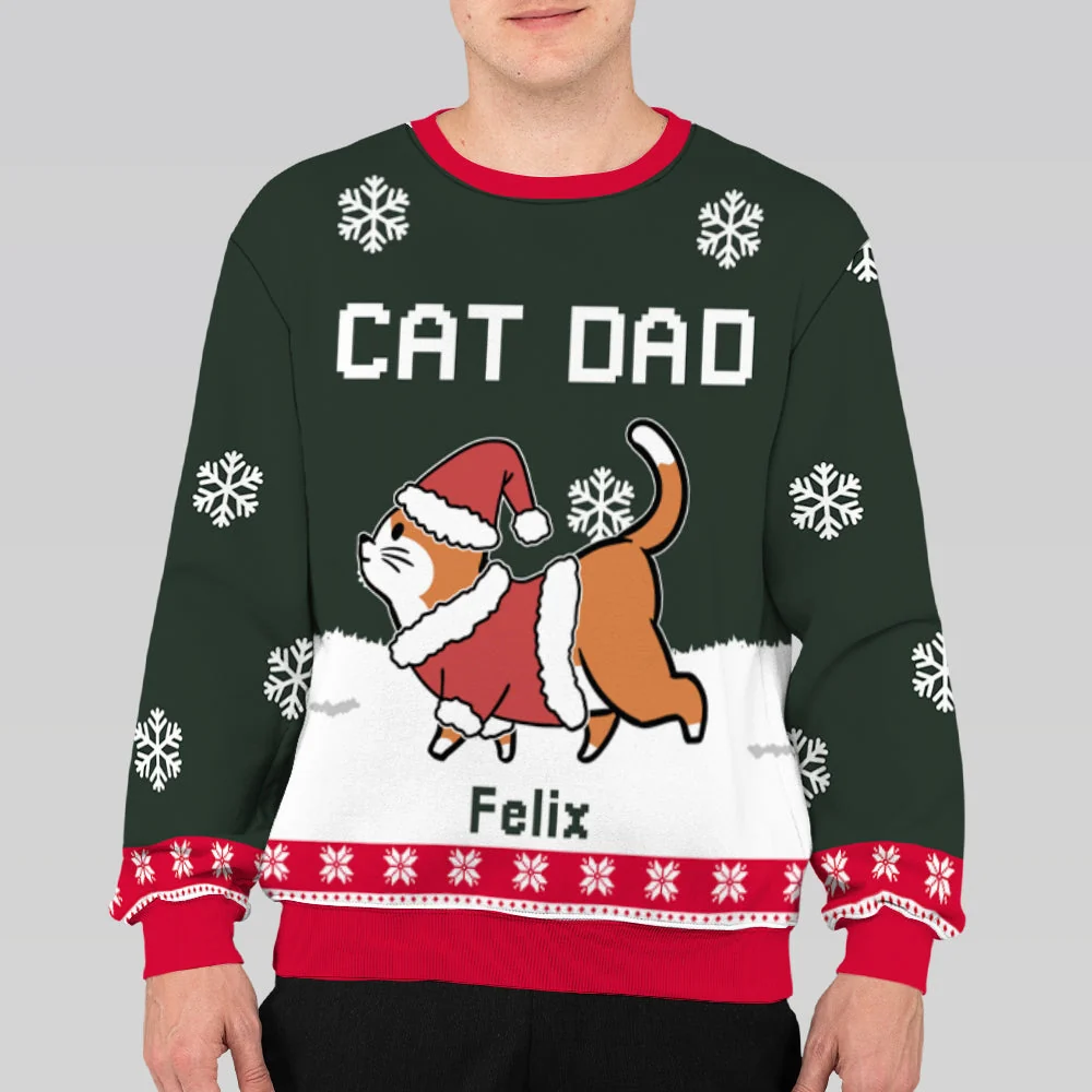 Cat Dad/Mom Winter - Personalized Custom All-Over-Print Sweatshirt - Image 3