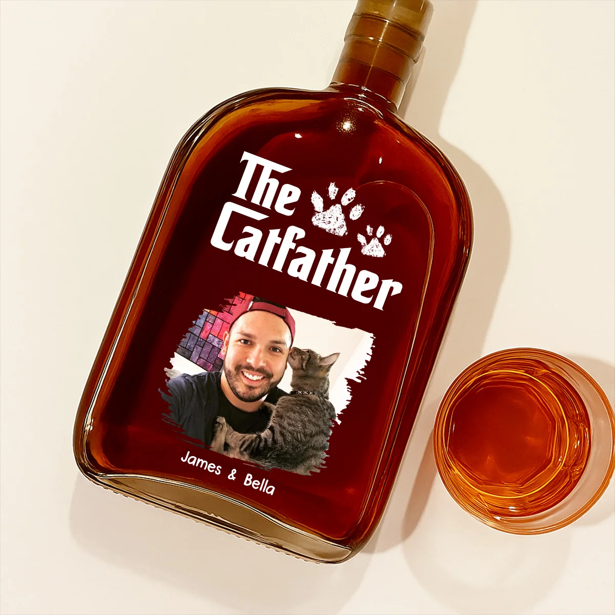 Cat Father Photo - Personalized Custom Spirits Decanter - Image 2