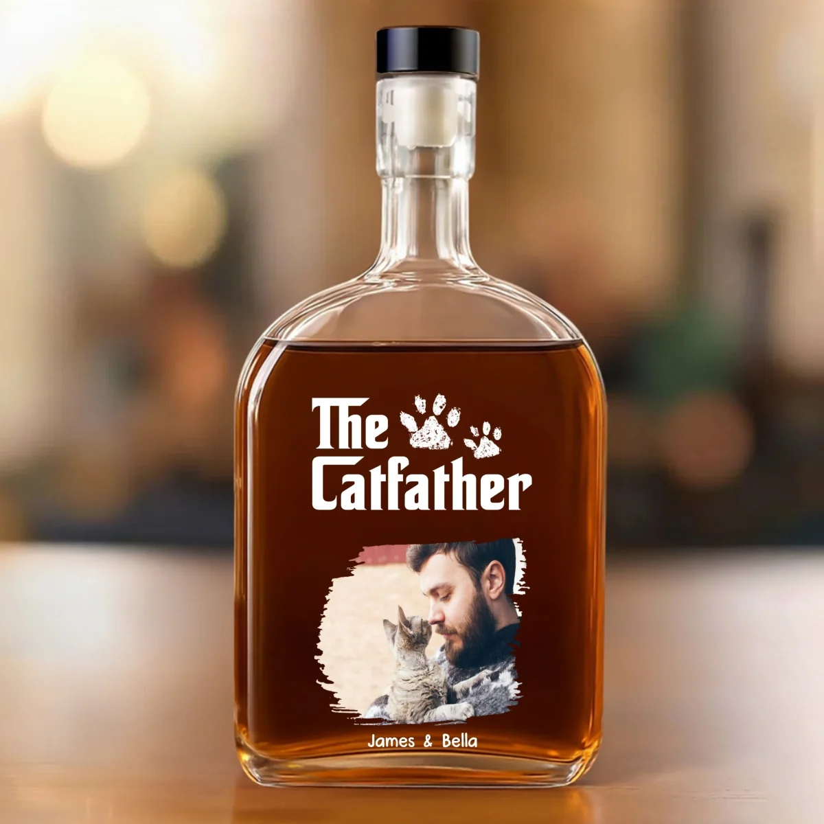 Cat Father Photo - Personalized Custom Spirits Decanter - Image 5