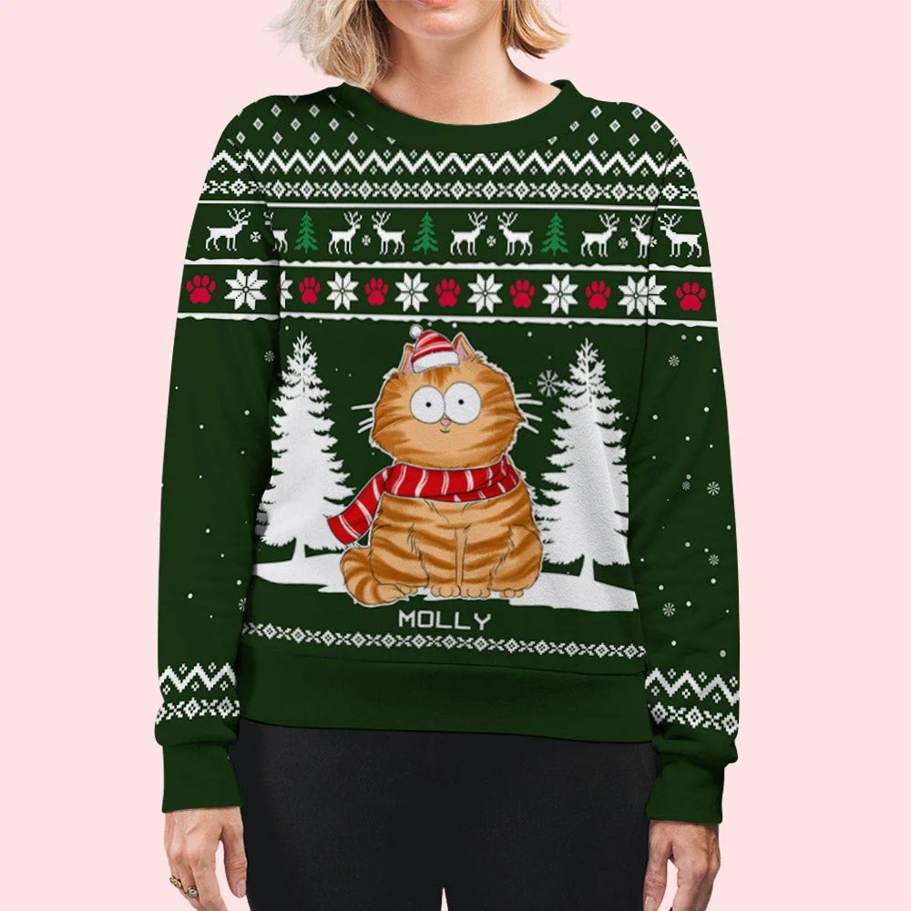 Cat Funny Winter - Personalized Custom All-Over-Print Sweatshirt - Image 8