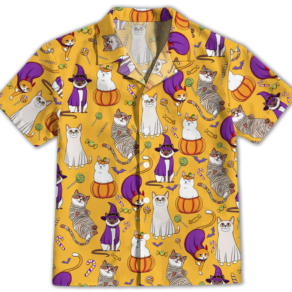 Cat Halloween - Kids Button-up Shirt