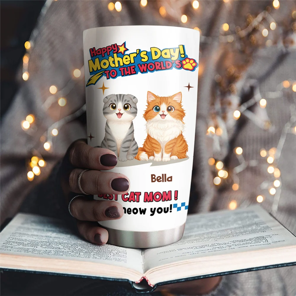 Cat Mom Forever - Personalized Custom Tumbler - Image 5